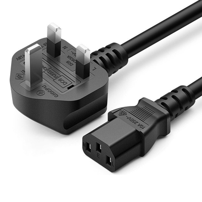 COMPUTER ac extension mains cord 110-250v with 3 plug in UK wholesale 15amp mains cord for power supply cooker. pc computer