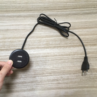 Round 2 USB Ports Power Socket EU Phone Charger Socket Office Desktop Electric White Black Residential/Multi-Purpose Charger