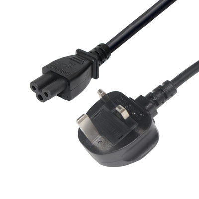 COMPUTER 1 Meter Laptop Power Cable C5 IEC60320C5 To BS1363 Black 3 Foot Clover Leaf Power Cord