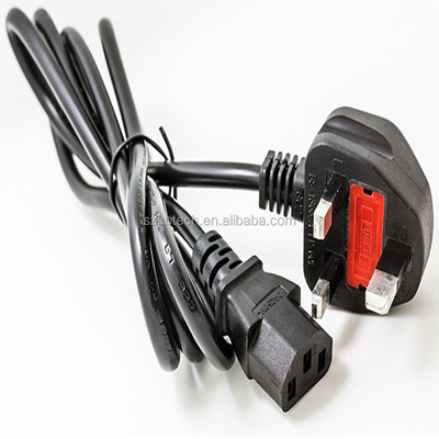 Consumer Electronics UK Standard Power Cord BS 1363 UK Fused Plug To IEC 60320 C13 AC Power Cord Cable