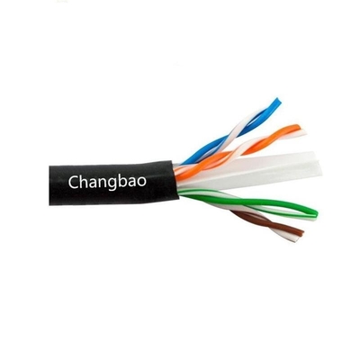 PVC/PE Changbao UV 305m Drum 23AWG 4 Pairs Outdoor Cat6 Network Cable Cat6 UTP Black Color Lan Cable