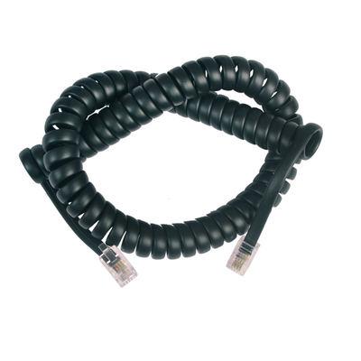 Telecom RJ12 4P4C Crystal Connectors With TPU Stretch Cord 2.0*4.6MM Telephone Cord
