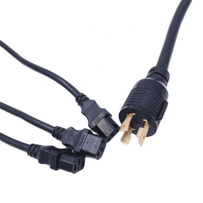 Molded Industrial Equipment Plug NEMA L6-30P To IEC C13 Y Splitter US Power Cord